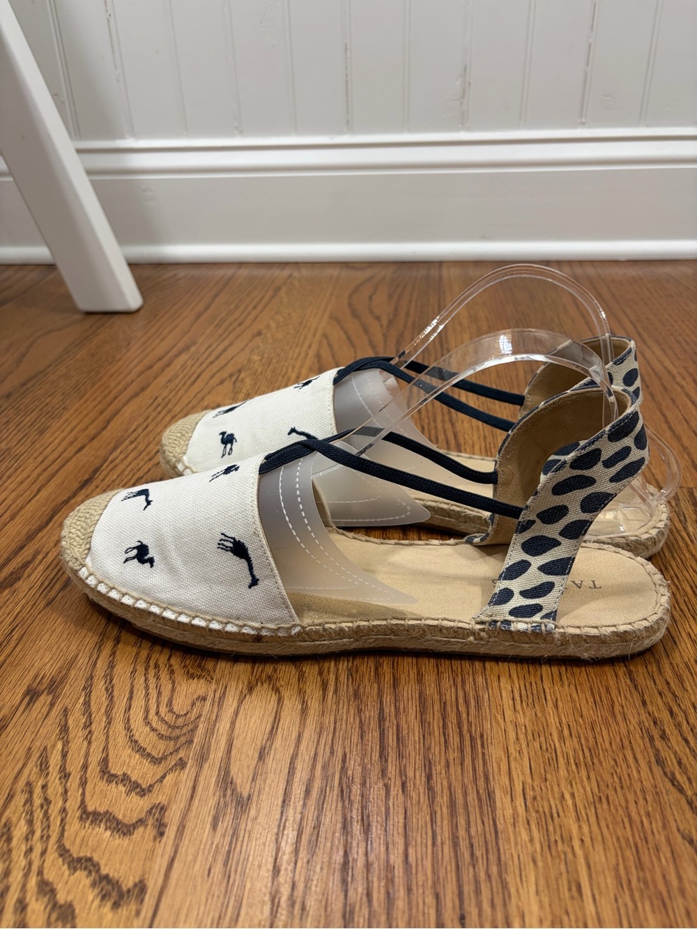 Talbots Ivy Espadrille Slingback Sandal Flats - Navy Embroidered Giraffes (11) - Picture 6 of 10